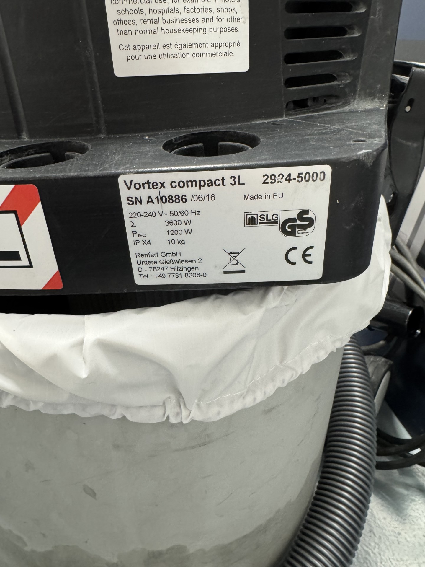 Vortex compact 3L Aspiration pour appareils